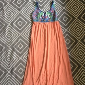 Long coral maxi dress